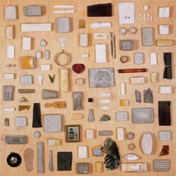 SIN TITULO, 1992<br>Técnica mixta<br>100 x 100 cm. - Carmen Calvo - Museo Nacional de Artes Visuales