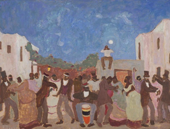 Candombe, c.1925<br>Óleo sobre cartón<br>62 x 82 cm - Pedro Figari: nostalgias africanas - Museo Nacional de Artes Visuales