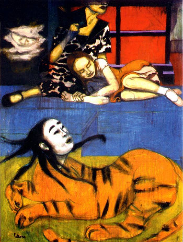 Todas las noches es la misma noche, 1999<br>200 x 150 cm<br>acrílico sobre tela<br>Colección Engelman-Ost - Virginia Patrone - IRIS/La curación de un fantasma - Museo Nacional de Artes Visuales