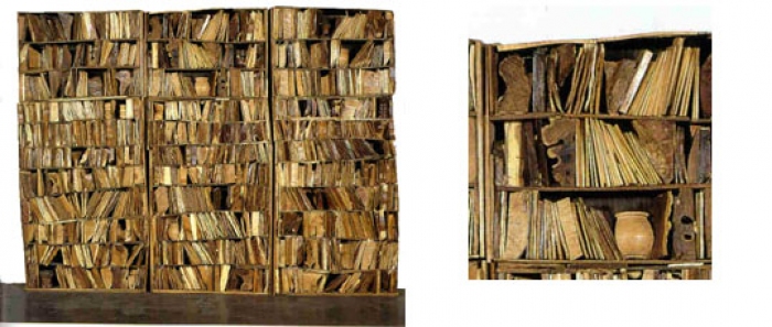 Escultura: Libros IV y detalle - Manolo Valdés - Museo Nacional de Artes Visuales