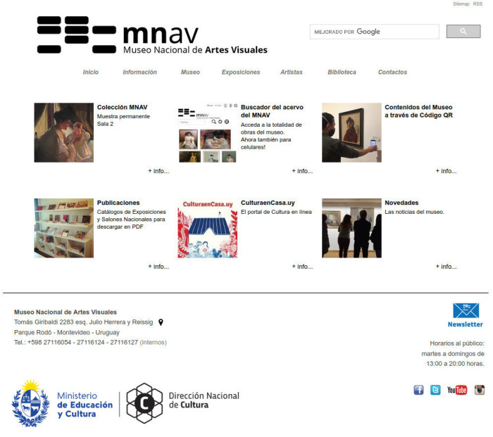 Diseño 2010-2022. Dirección: Enrique Aguerre. Logo original de Santiago Velazco - 30 aniversario del sitio web del MNAV - Museo Nacional de Artes Visuales