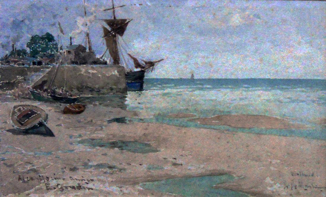 Marina. Eduardo De Martino (1838-1912). Acuarela sobre papel.  12 x 20 cm. Nº inv. 1255.