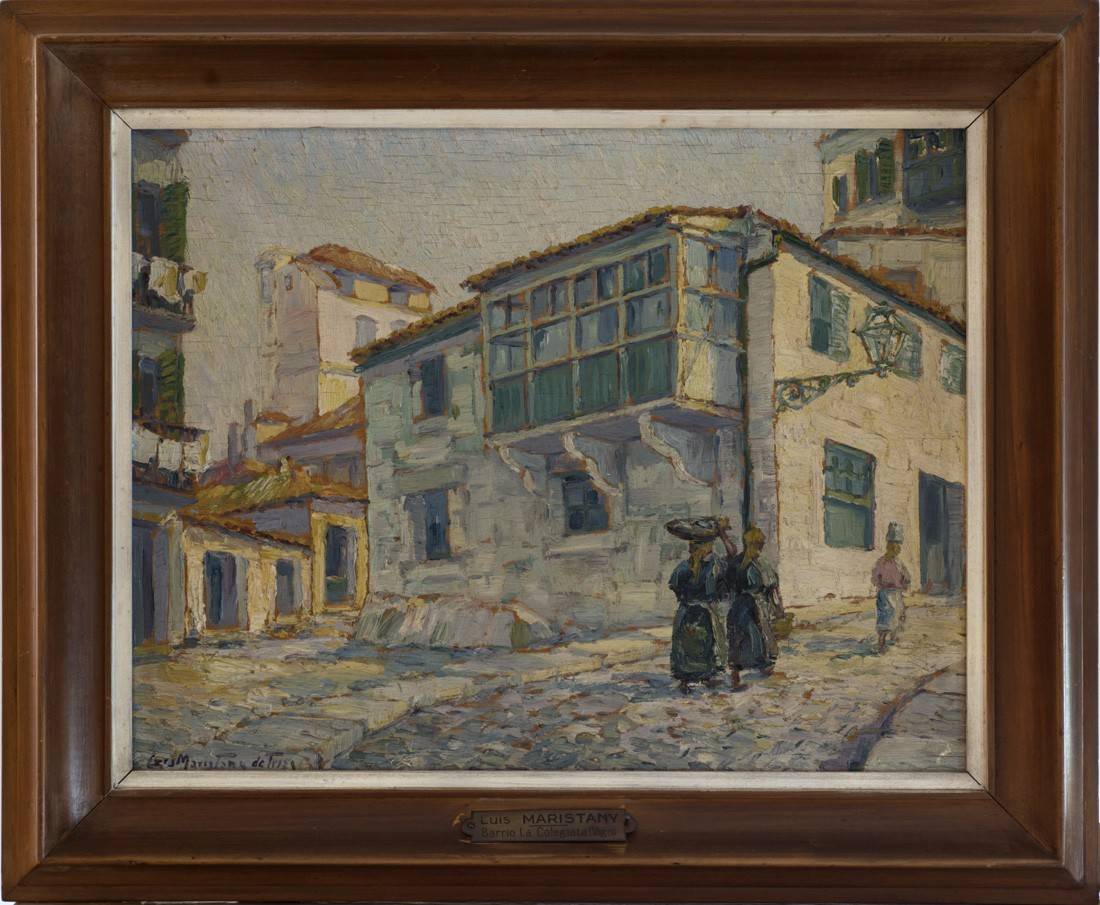 Barrio La Colegiata (Vigo). Luis Maristany (1885-1964). Óleo sobre tabla.  33 x 45 cm. Nº inv. 1332.
