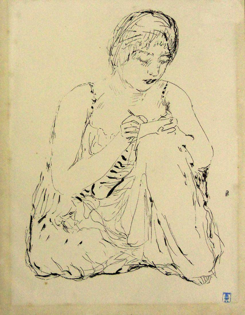 Mujer escribiendo. Pierre Bonnard (1867-1947). Grabado sobre papel.  27 x 21 cm. Nº inv. 1455.