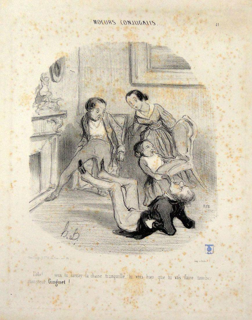 Costumbres conyugales. Honoré Daumier (1808-1879). Litografía.  22,5 x 18 cm. Nº inv. 1467.