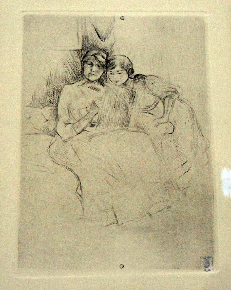 Lectura. Berthe Morisot (1841-1895). Litografía.  19 x 14 cm. Nº inv. 1495.