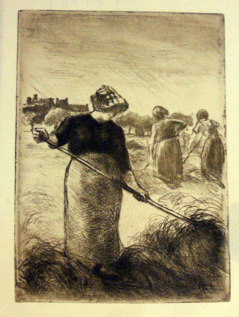 Segadoras. Jacob Abraham Camille Pissarro (1830-1903). Aguafuerte.  20 x 13,5 cm. Nº inv. 1504.
