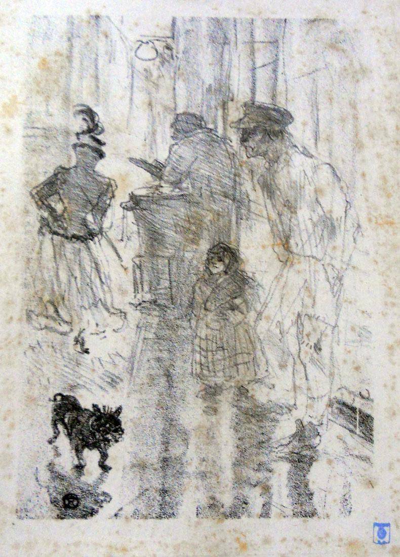 Vendedor de castañas. H. de Toulouse Lautrec (1864-1901). Aguafuerte y tinta china.  25,5 x 17,5 cm. Nº inv. 1516.