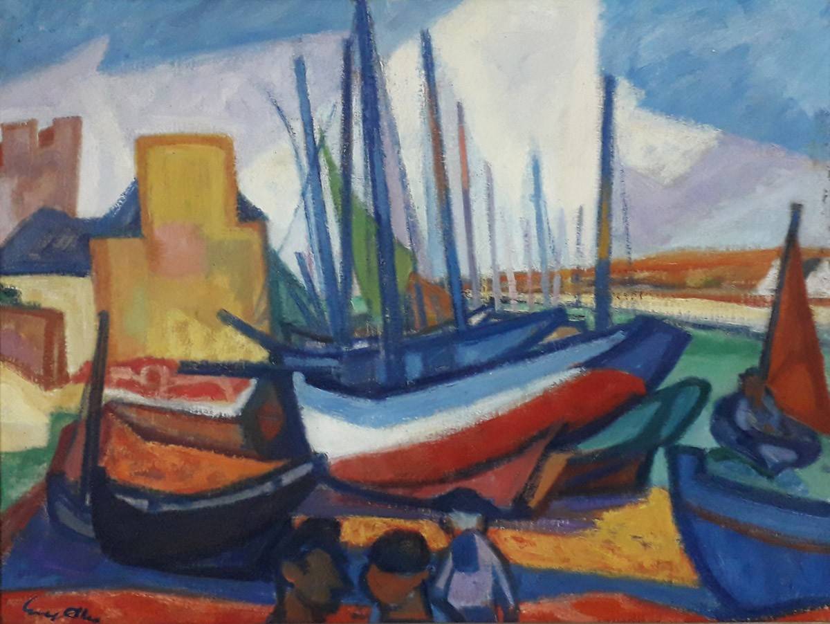 Le bateau tricolore, 1946. Yves Alix (1890-1969). Óleo sobre tela.  51 x 64 cm. Nº inv. 1530.