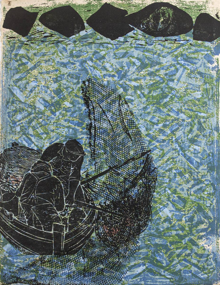 Serie: La pesca del atún. Antonio Frasconi (1919-2013). Grabado sobre papel.  67 x 51 cm. Nº inv. 1809.