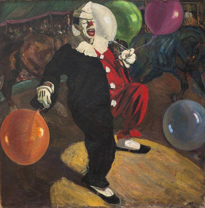 El payaso con globo, 1952. Manuel Rosé (1882-1961). Óleo sobre tela.  128 x 128 cm. Nº inv. 1822.