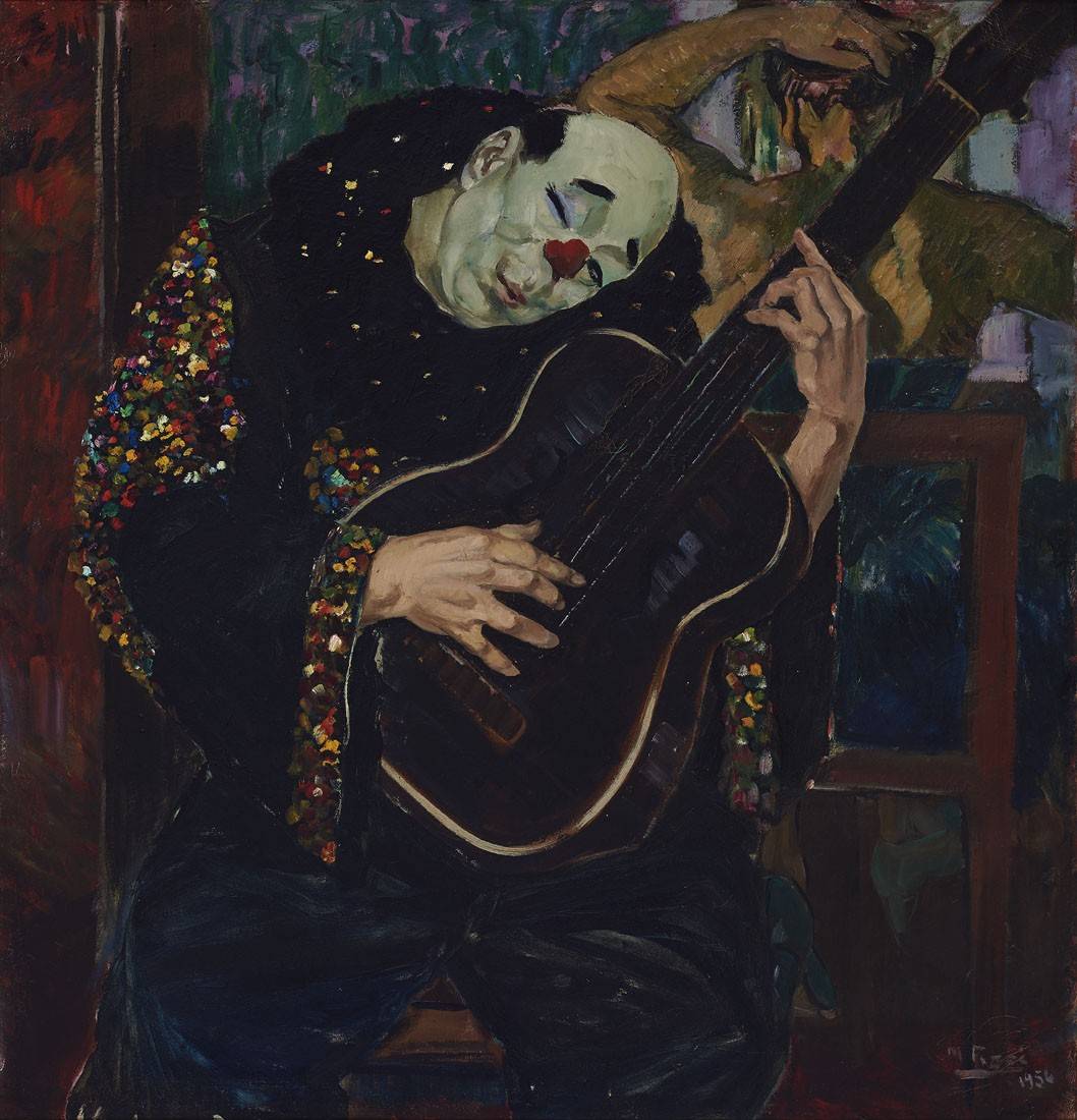 Payaso con guitarra, 1956. Manuel Rosé (1882-1961). Óleo sobre tela.  90 x 86 cm. Nº inv. 1844.