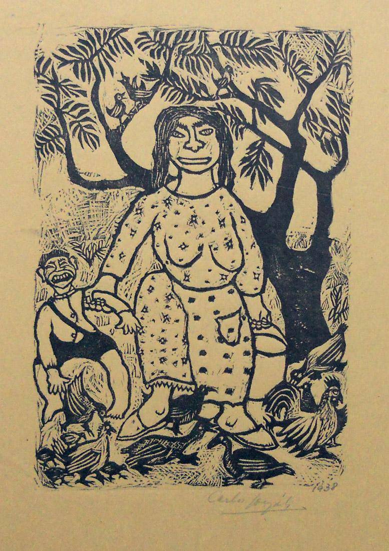 China, 1938. Carlos Casiano González (1905-1993). Xilografía.  32 x 22 cm, Nº inv. 1997.