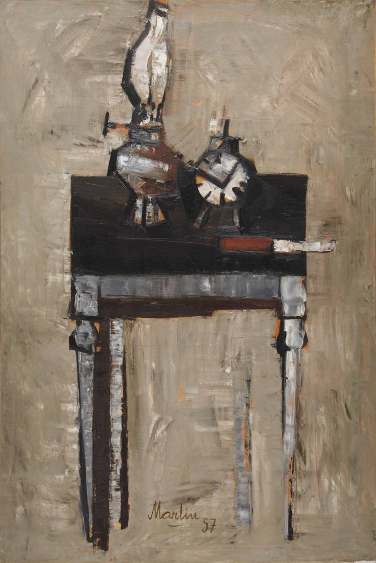 La mesa negra, 1957. Vicente Martín (1911-1998). Óleo sobre tela.  150 x 100 cm. Nº inv. 2006.