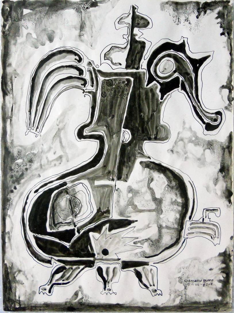 Cafetería sección AB y CD, 1962. Giancarlo Puppo (1938). Tinta china sobre papel.  32 x 24 cm. Nº inv. 2149.