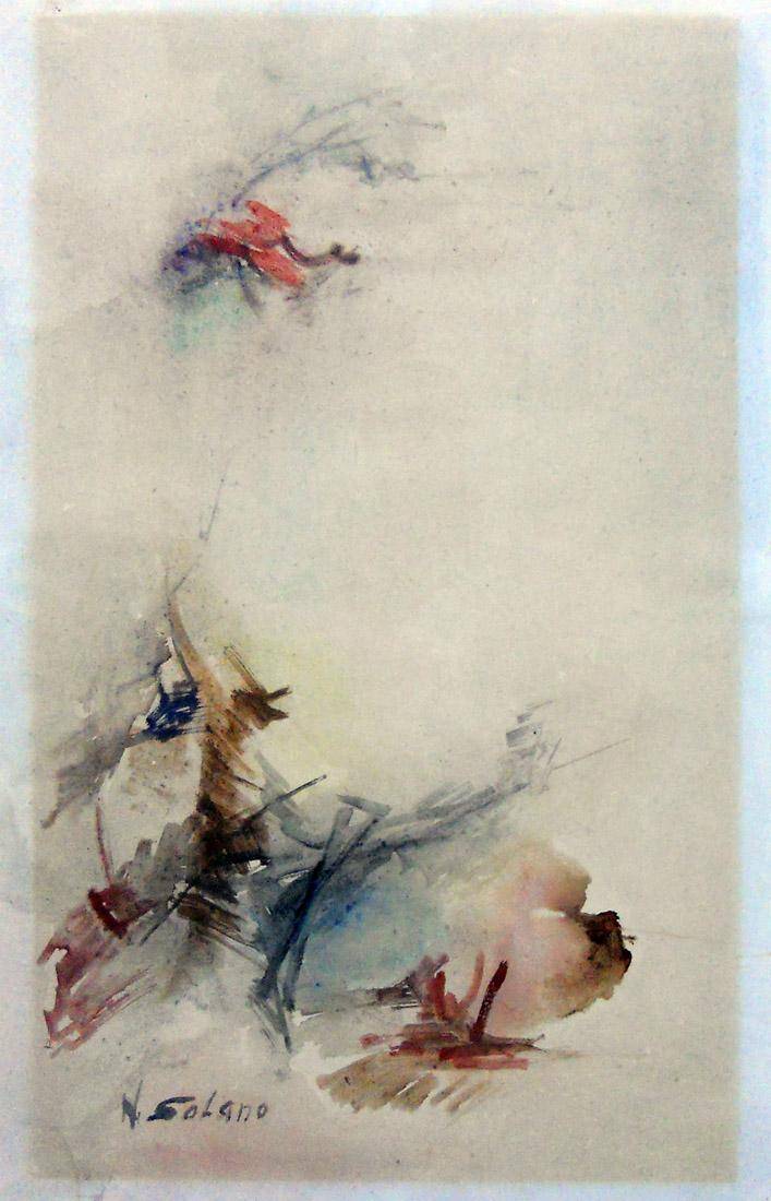 Pintura, c.1962. Nelsa Solano Gorga (1921-1984). Acuarela sobre papel.  47 x 29 cm. Nº inv. 2150.