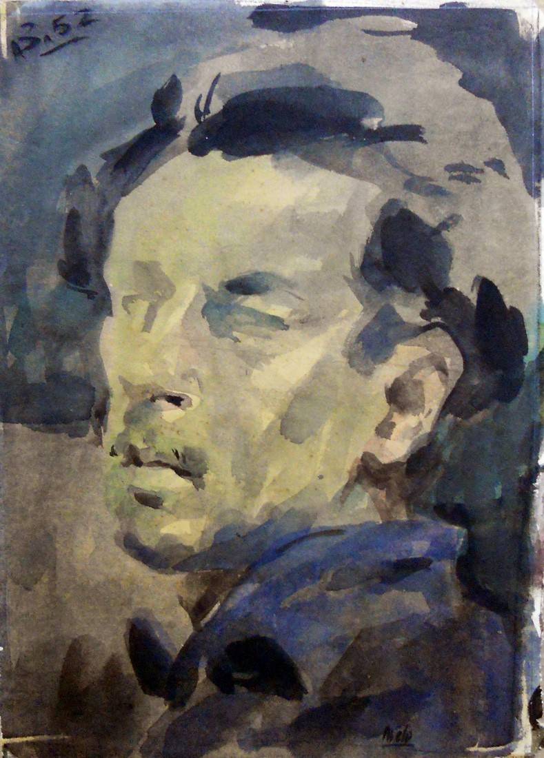 Estudio para autorretrato, 1952. Jorge Brito (o Britos) (1926-1996). Acuarela.  33,00 x 24,00 x   cm. Nº inv. 2152.