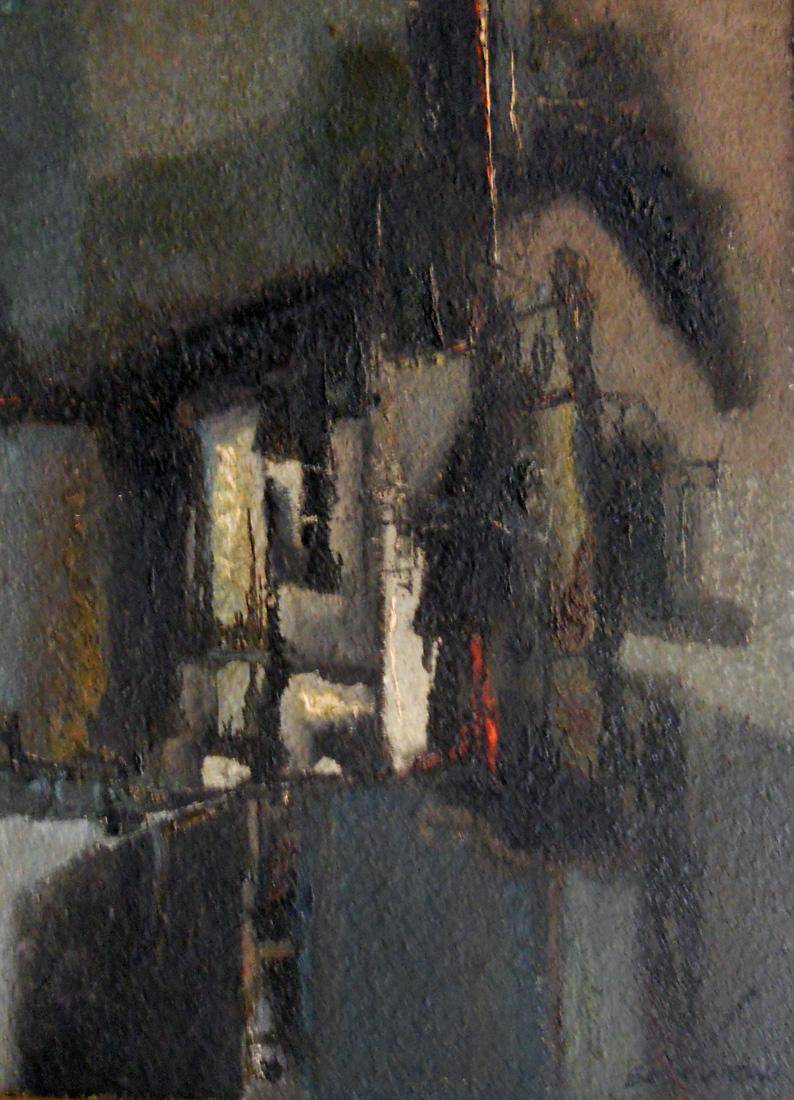 Ritmo urbano, 1961. Juan Boris Gurewitsch (1909-1996). Óleo s/ aserrín prensado.  114 x 80 cm. Nº inv. 2188.
