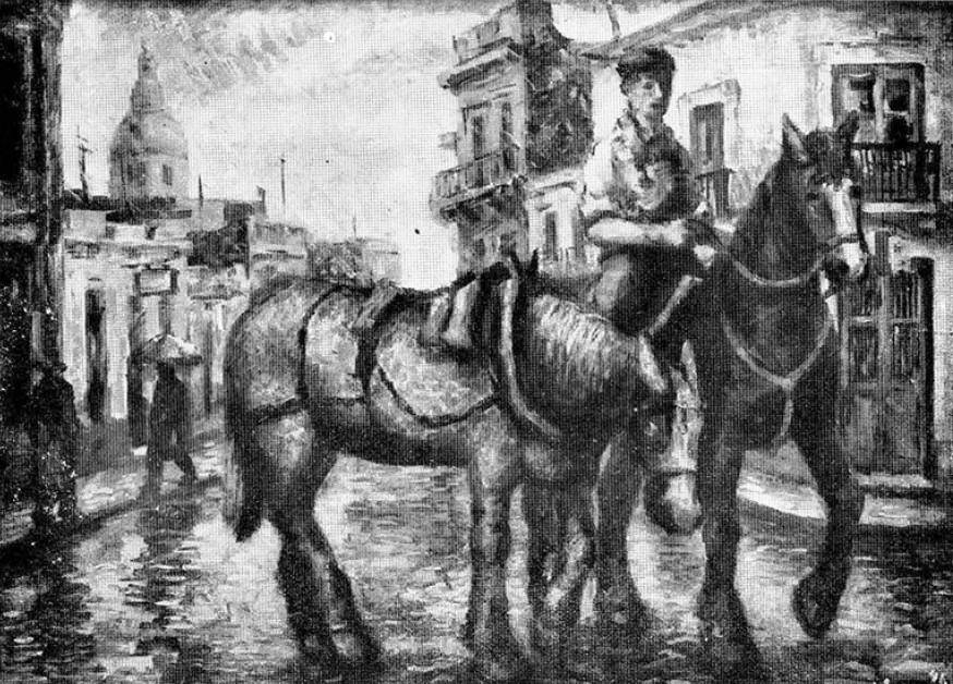 Días de lluvias, 1946. Andrés Feldman (1921-1967). Óleo sobre tela.  79,00 x 86,50 x   cm. Nº inv. 2369.