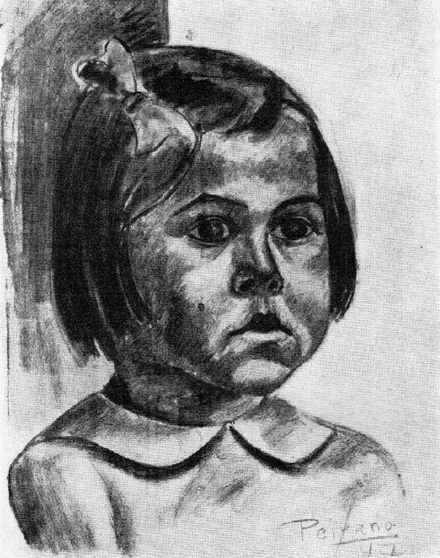 Cabeza de niño, 1947. Alfredo Peirano. Dibujo al carbón.  50 x 44 cm. Nº inv. 2376.