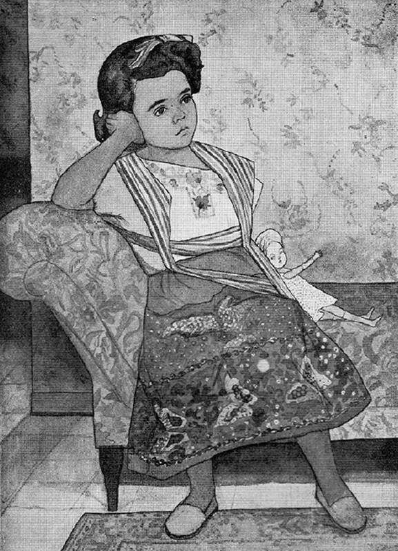 Retrato, 1947. Amalia Polleri de Viana (1909-1996). Tinta china sobre papel.  57,00 x 42,00 x   cm. Nº inv. 2380.