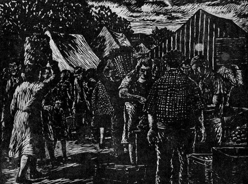 Feria, 1947. Mario Eduardo De Cola (1927). Xilografía.  28,00 x 33,00 x   cm. Nº inv. 2386.
