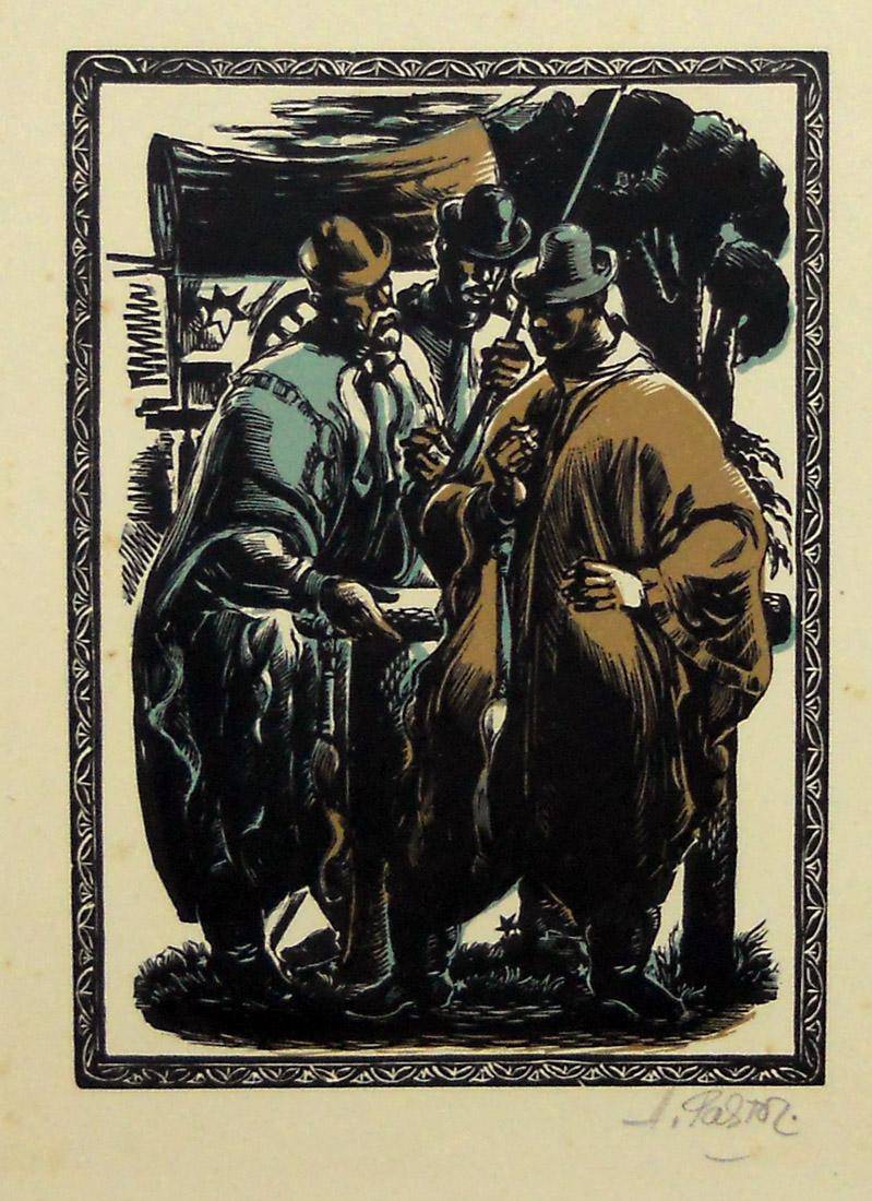 Contrabandistas. Adolfo Pastor (1898-1983). Xilografía.  18 x 13 cm. Nº inv. 2640.