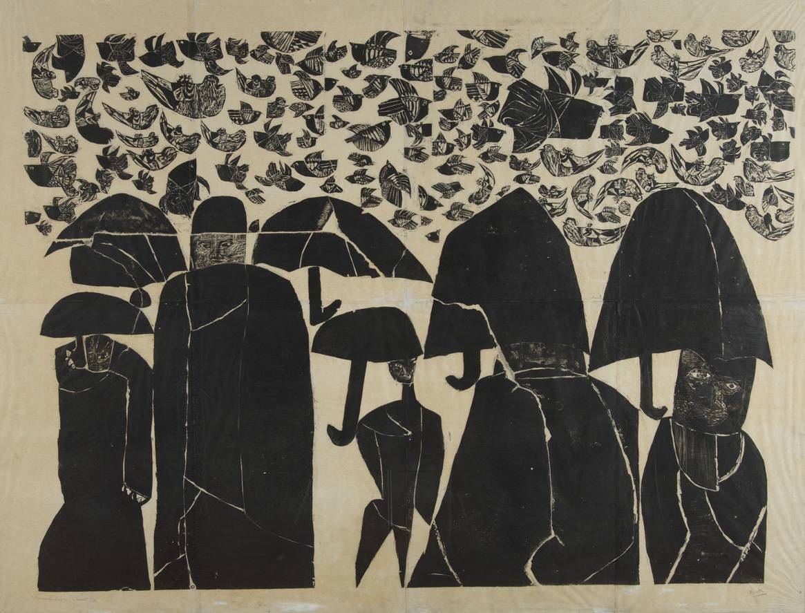 Escarramán, rufianes y la muerte, 1966. Carlos Fossatti (1928-1981). Xilografía.  178 x 238 cm. Nº inv. 2646.