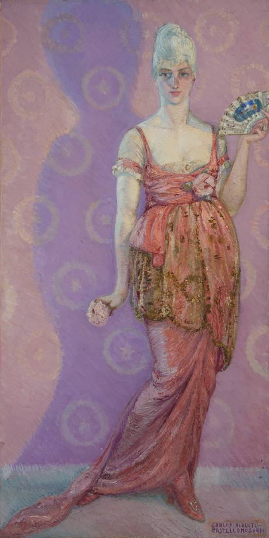 La dama del abanico, 1914. Carlos Alberto Castellanos (1881-1945). Óleo sobre tela.  217 x 107 cm. Nº inv. 281.