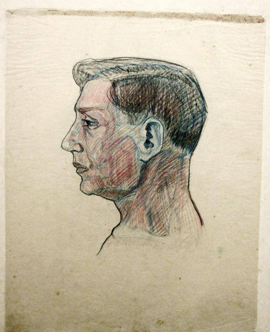 Anatomía - estudio de color. Humberto Causa (1890-1925). Dibujo a lápiz.  58 x 50 cm. Nº inv. 305.