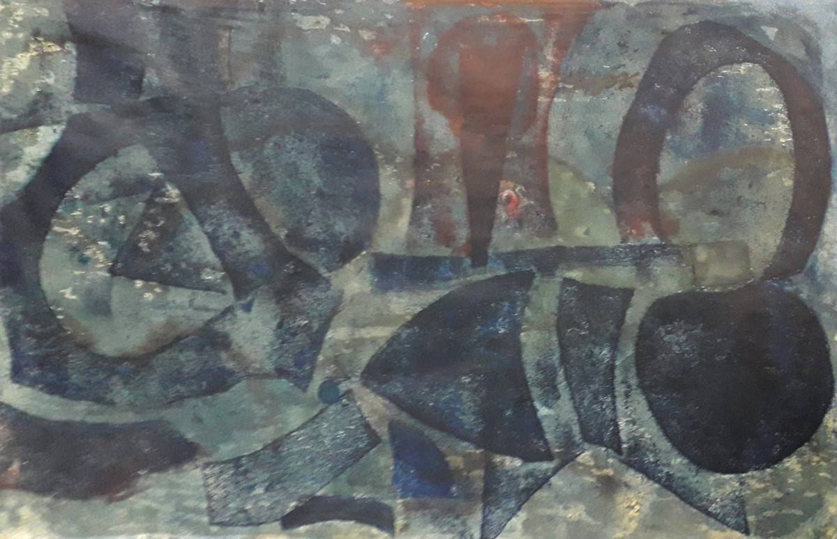 Pintura, 1966. Glauco Telis (1926). Pint. Lavada Óleo s/papel.  45 x 70 cm. Nº inv. 3086.