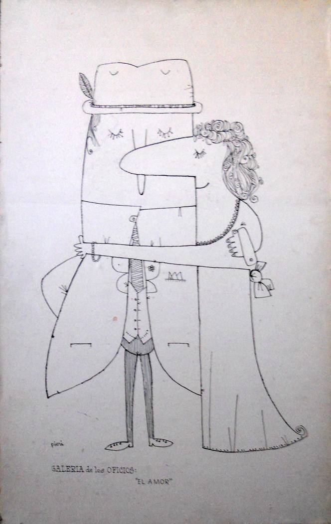 El amor. Carlos Pablo Pieri (1926-1993). Tinta sobre papel.  71 x 45 cm. Nº inv. 3090.