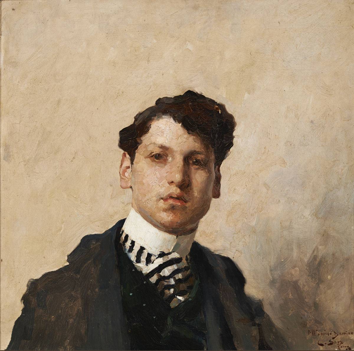 Retrato de joven, c.1899. Carlos Federico Sáez (1878-1901). Óleo sobre tela.  59,00 x 59,00 x   cm. Nº inv. 325.