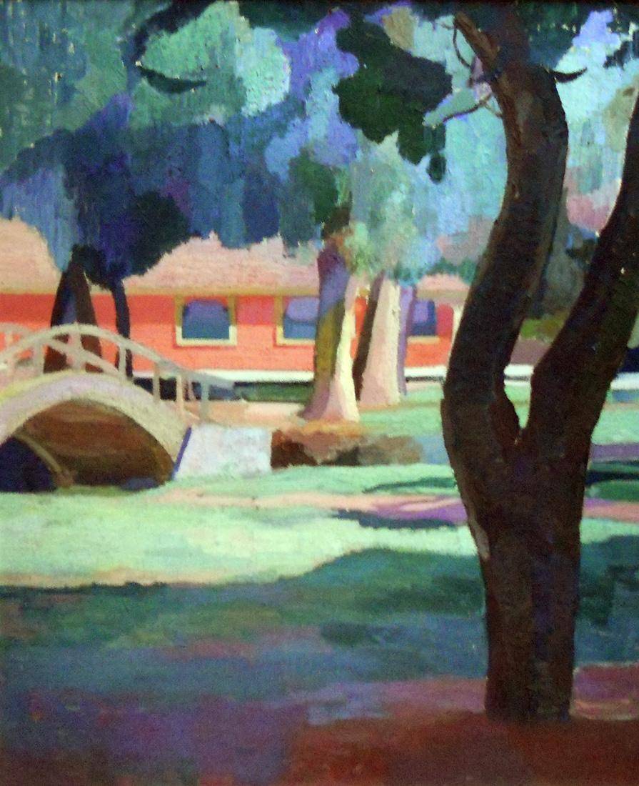 Paisaje del Parque Rodó, c.1926. Carmelo Rivello (1901-1944). Óleo sobre tela.  100 x 80 cm, Nº inv. 3611.