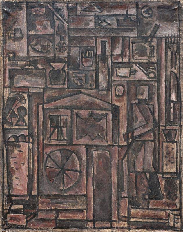 Composición constructiva, 1950. Julio Alpuy (1919-2009). Óleo sobre tela.  61 x 51 cm. Nº inv. 3686.