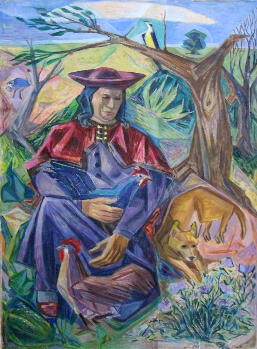 Detalle de mural. José María Pagani (1902-1960). Óleo sobre tela.  120 x 80 cm. Nº inv. 3844.