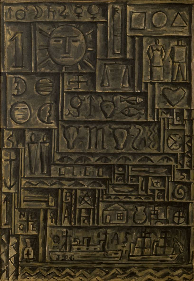Arte universal, 1943. Joaquín Torres García (1874-1949). Óleo sobre tela.  106 x 75 cm, Nº inv. 3881.