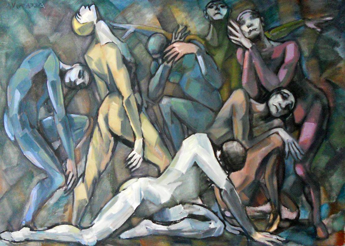 Danza moderna, 1977. Eduardo Vernazza (1910-1991). Óleo sobre tela.  124,5 x 174,5 cm. Nº inv. 3943.