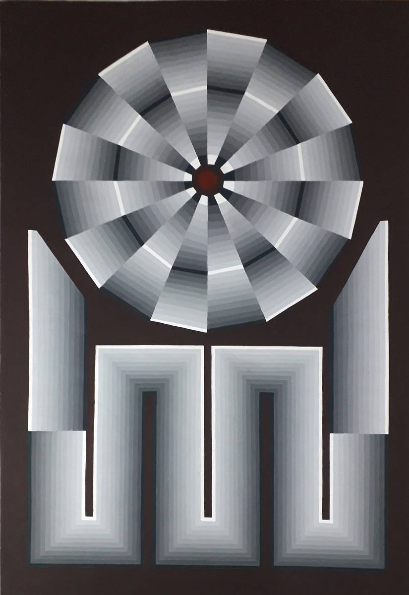 Geometría en degradé No. 1, 1978. Ángel Salvador (1910). Acrílico sobre papel.  96 x 65 cm. Nº inv. 3947.
