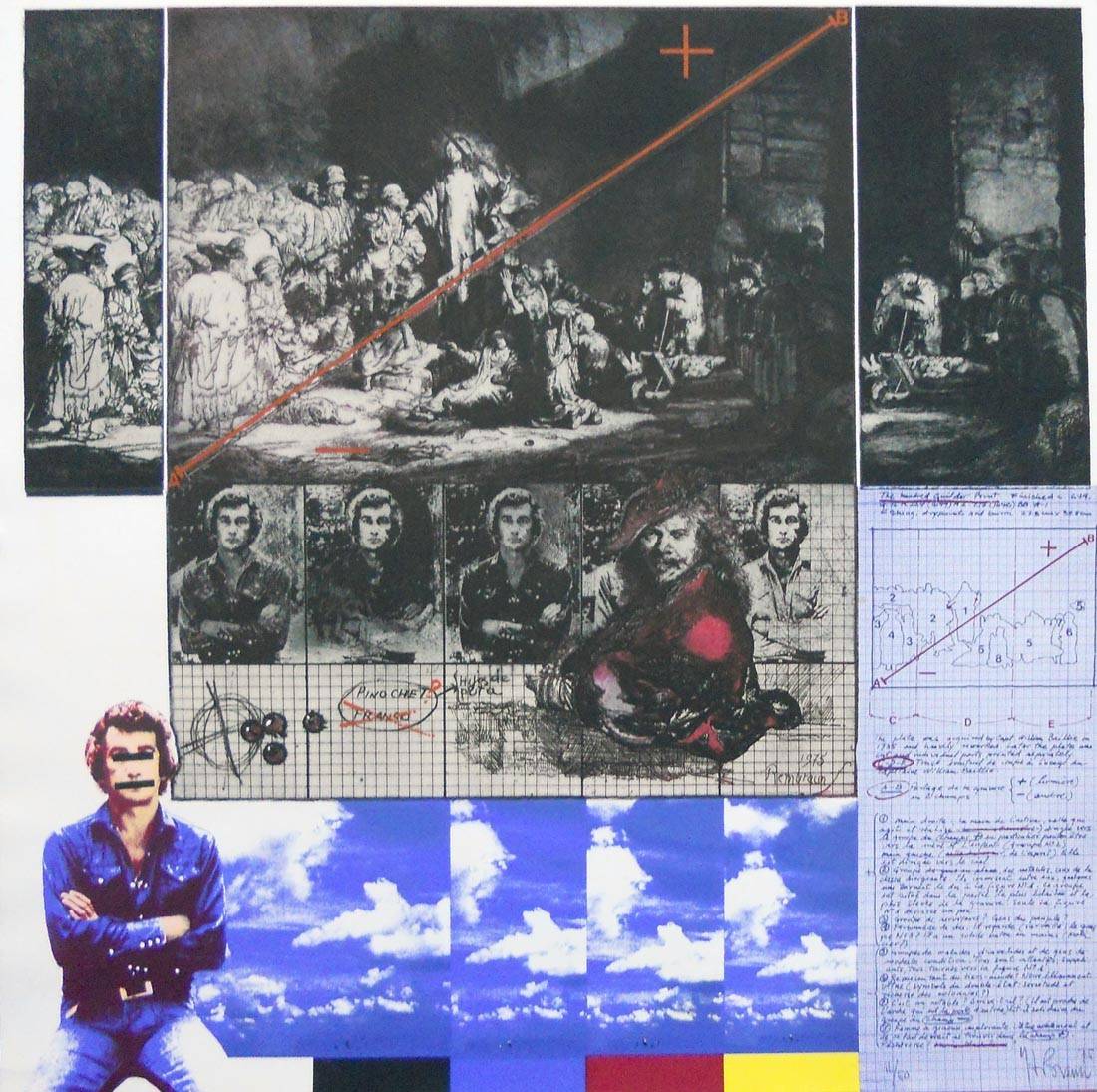 Agresiones, mutilaciones y falsificaciones, 1975. Herman Braun Vega (1933-2019). Fotograbado y serigrafía.  72 x 72 cm. Nº inv. 4017.