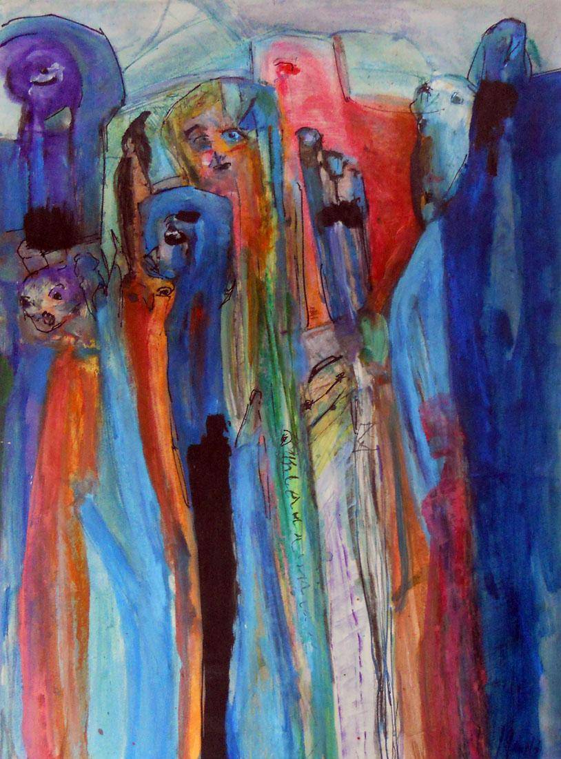 Figuras. Eduardo Gandós (1921-1986). Técnica mixta - Pintura.  69,5 x 49,5 cm. Nº inv. 4025.