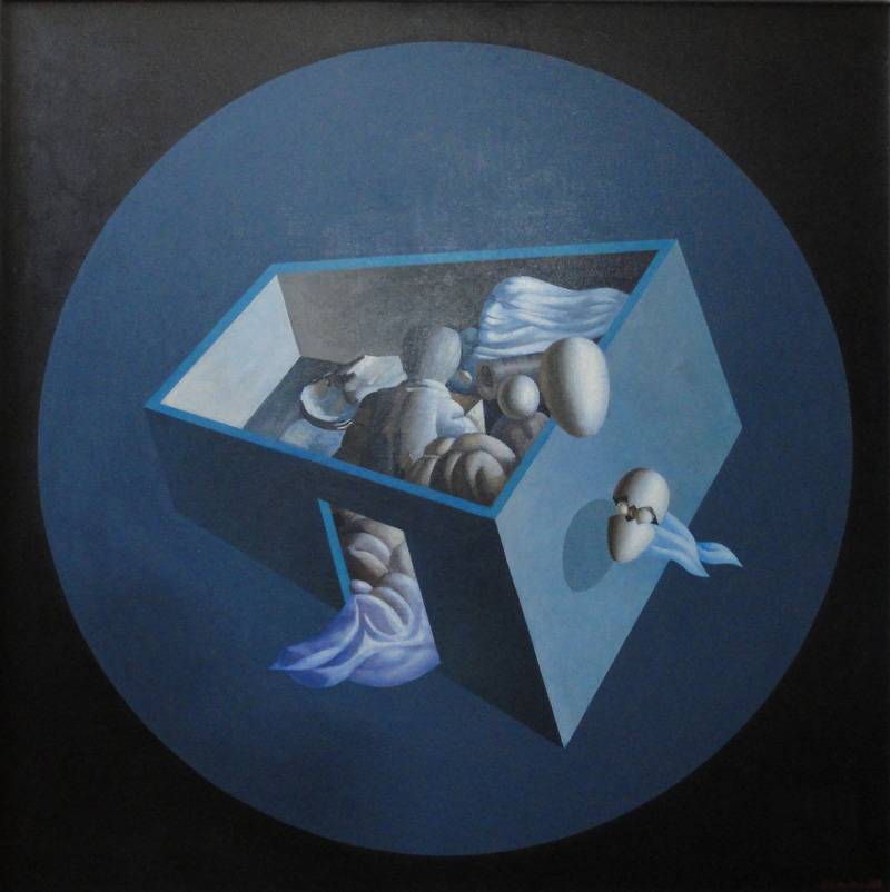 La nave azul, 1983. Jorge Damiani (1931-2017). Acrílico sobre tela.  100,0 x 100,0 x   cm. Nº inv. 4043.