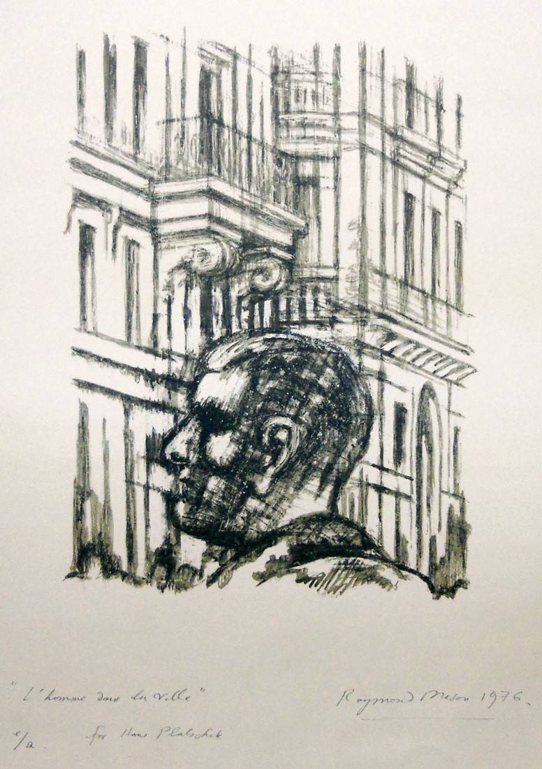 L'homme dans la ville, 1976. Raymond Mason (1922-2010). Litografía.  65 x 48 cm. Nº inv. 4409.