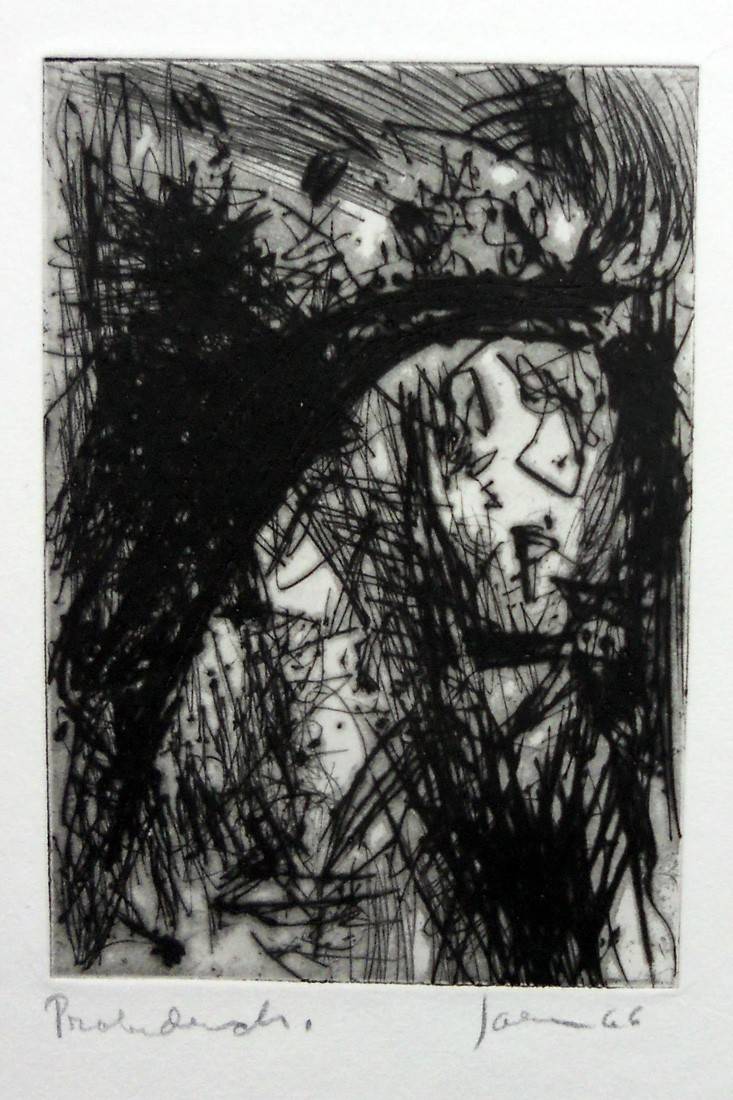 La divine tragédie, 1966. Asger Jorn (1914-1973). Aguafuerte.  14 x 10 cm. Nº inv. 4455.
