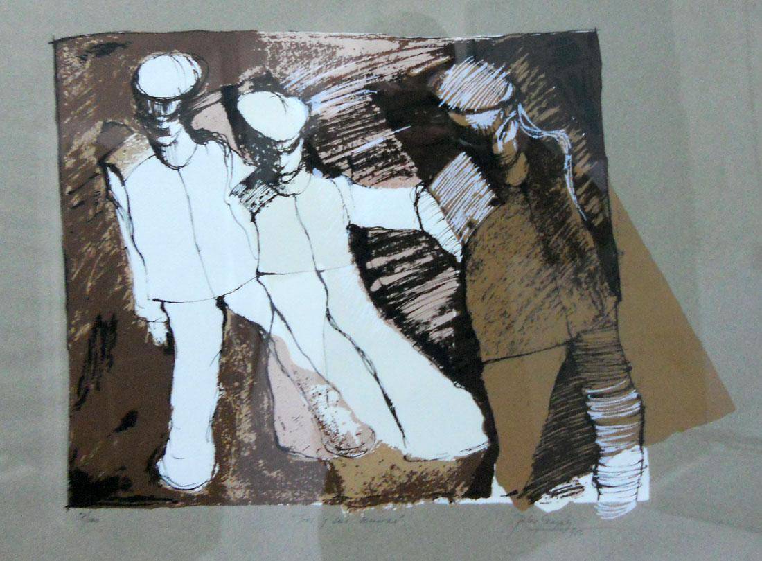 Tres y sus sombras, 1995. Pilar González (1955). Serigrafía.  50 x 65 cm, Nº inv. 4792.