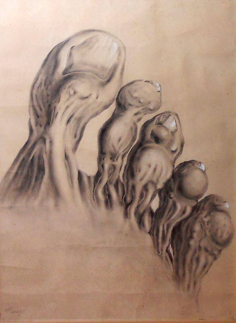 Dedos, 1987. Gerardo Ruiz Barreiro (1963). Grafito sobre papel.  88 x 64 x  cm. Nº inv. 4859.