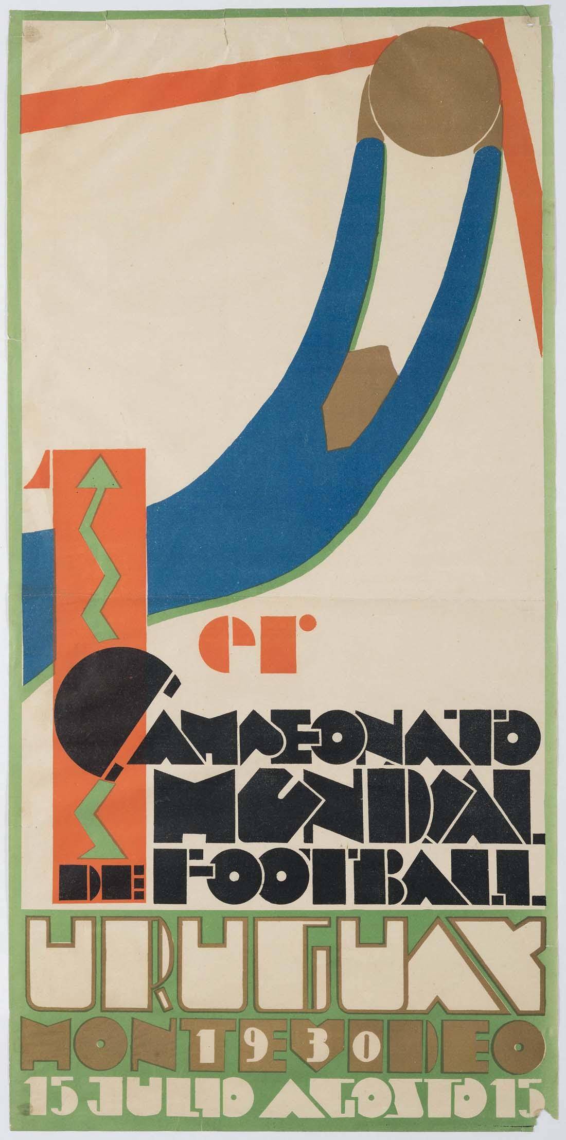 Afiche Mundial de Fútbol de 1930, 1930. Guillermo Laborde (1886-1940). Litografía color.  78  x 38,5  cm. Nº inv. 5068.