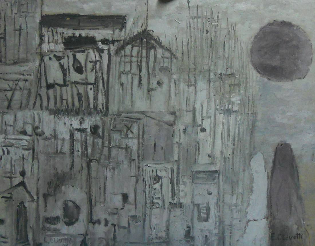 Sin Título - 150 - 0. Eva Olivetti (1924-2013). Óleo sobre cartón.  40  x 50 cm. Nº inv. 5135.