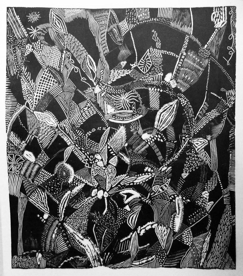 Gravura B, 1958. Arnaldo Pedroso D Horta (1914-1973). Xilografía sobre papel.  50,3 x 46 cm. Nº inv. 5212.