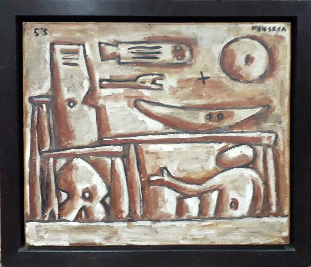 Trabajos escultóricos en terracota, 1953. Gonzalo Fonseca (1922-1997). Óleo sobre cartón.  42 x 46,3 cm. Nº inv. 6388.